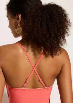 bonprix Nachhaltigere Materialien|Badeanzüge|Medium Shape-Badeanzug mit Wickeloptik koralle