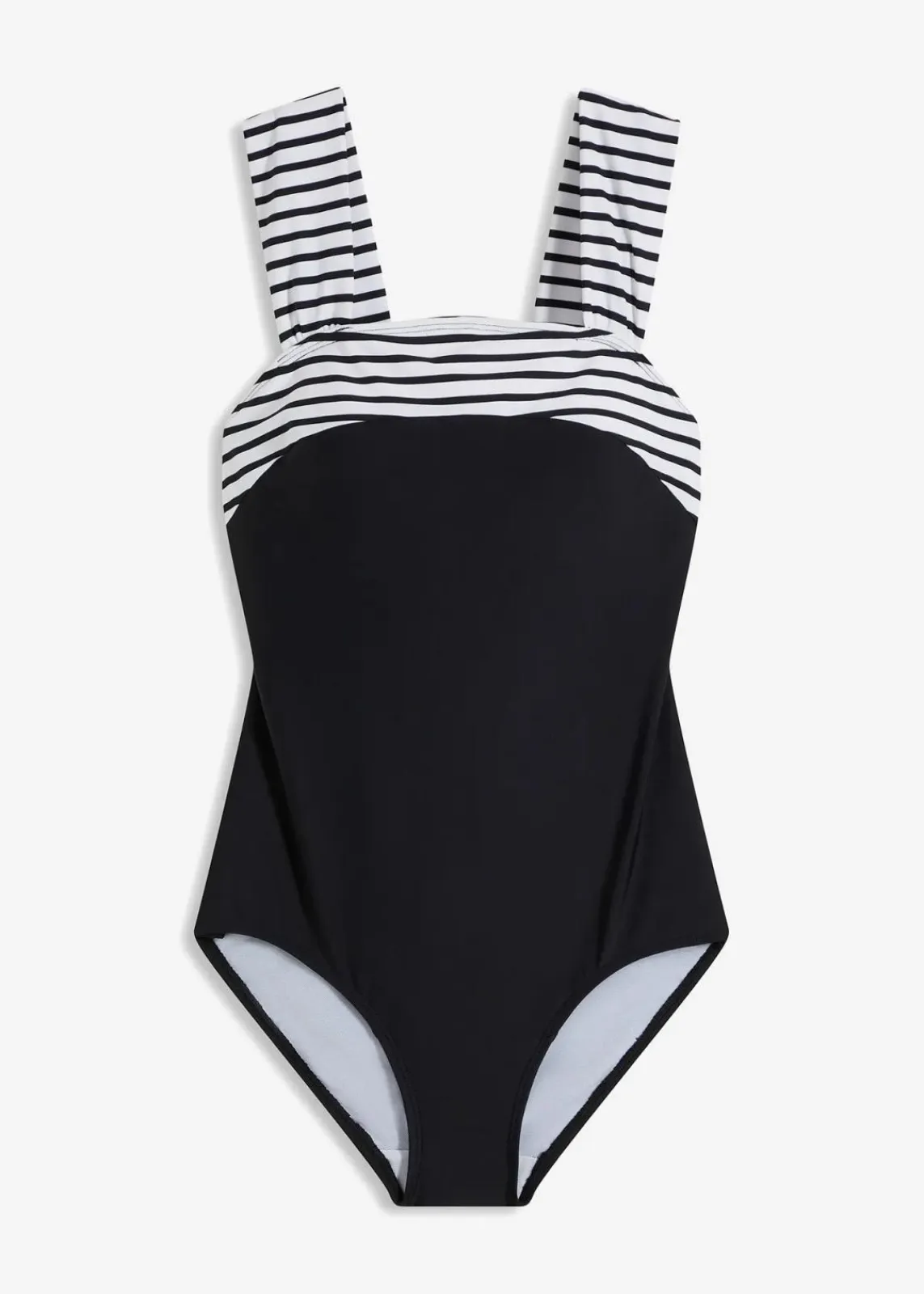 bonprix Nachhaltigere Materialien|Bademode·Badeanzüge|Medium Shape-Badeanzug mit breiten Trägern schwarz/weiß gestreift