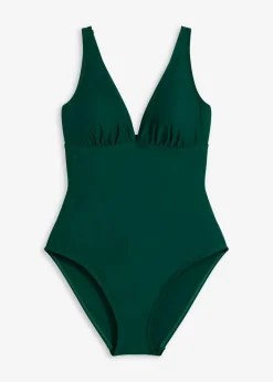 bonprix Bademode·Badeanzüge|Bademode·Shapewear|Medium Shape-Badeanzug mit tiefem Ausschnitt dunkelgrün