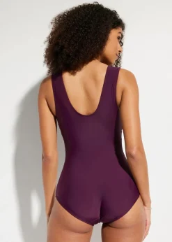 bonprix Nachhaltigere Materialien|Bademode·Badeanzüge|Medium Shape-Badeanzug mit V-Ausschnitt holunderbeere
