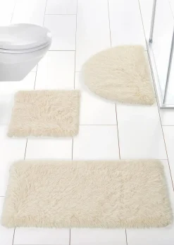 bonprix Badematten|Memory Schaum Badematte mit Synthetik Fell natur