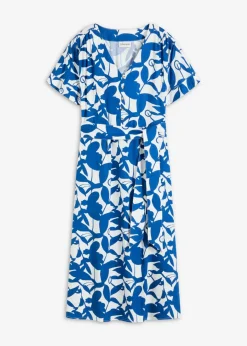 bonprix Bekleidung·Pullover & Strickjacken|Kleider|Midikleid arktikblau/wollweiß bedruckt