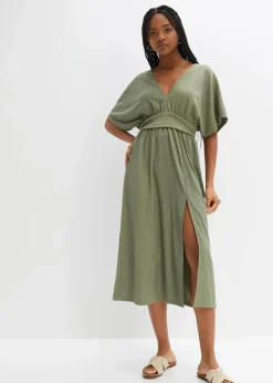 bonprix Bekleidung·Pullover & Strickjacken|Kleider|Midikleid oliv