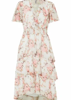 bonprix Kleider|Midikleid weiß geblümt