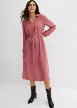 bonprix Kleider|Midikleid aus fließender Viskose softbeere