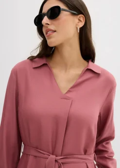 bonprix Kleider|Midikleid aus fließender Viskose softbeere