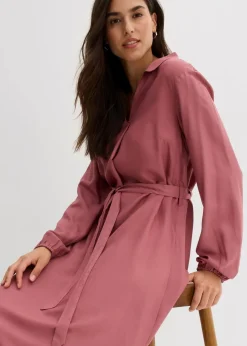 bonprix Kleider|Midikleid aus fließender Viskose softbeere