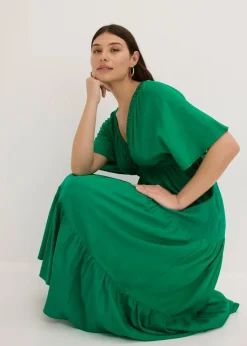 bonprix Bekleidung·Pullover & Strickjacken|Kleider|Midikleid aus fließender Viskose grün