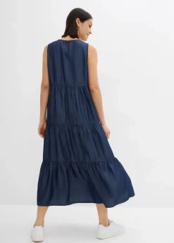 bonprix Kleider|Bekleidung·Pullover & Strickjacken|Midikleid aus glattem Lyocell dunkelblau