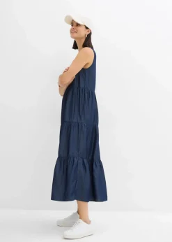 bonprix Kleider|Bekleidung·Pullover & Strickjacken|Midikleid aus glattem Lyocell dunkelblau