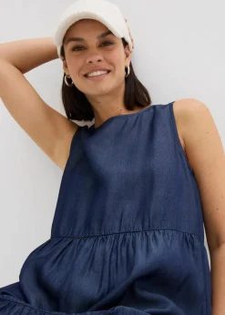 bonprix Kleider|Bekleidung·Pullover & Strickjacken|Midikleid aus glattem Lyocell dunkelblau