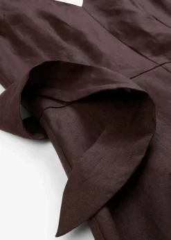 bonprix Bekleidung·Pullover & Strickjacken|Premium|Midikleid aus reinem Leinen dunkelbraun