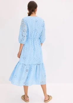Midikleid aus reiner Baumwolle mit Lochstickerei|bonprix Best