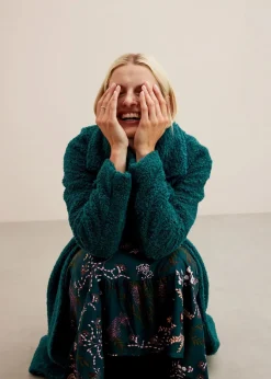 bonprix Nachhaltigere Materialien|Kleider|Midikleid aus reiner Viskose tiefgrün geblümt