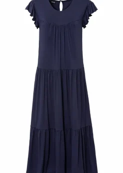 bonprix Bekleidung·Pullover & Strickjacken|Kleider|Midikleid aus Viskose dunkelblau