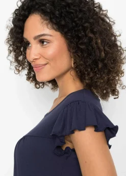 bonprix Bekleidung·Pullover & Strickjacken|Kleider|Midikleid aus Viskose dunkelblau