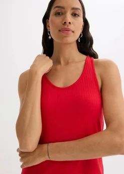 bonprix Kleider|Bekleidung·Pullover & Strickjacken|Midikleid aus weicher Rippe tiefrot