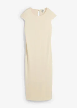 bonprix Bekleidung·Pullover & Strickjacken|Kleider|Midikleid in Strickoptik natur