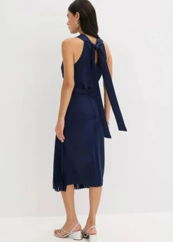 Midikleid in Wickel-Optik mit Plissee-Einsatz|bonprix Best