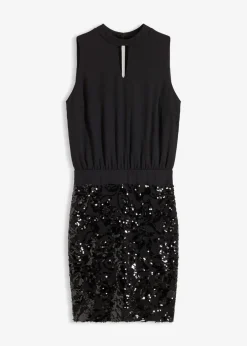 bonprix Bekleidung·Pullover & Strickjacken|Festliche Mode|Midikleid mit Pailletten schwarz