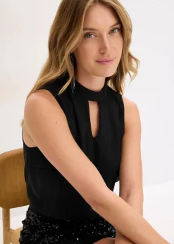 bonprix Bekleidung·Pullover & Strickjacken|Festliche Mode|Midikleid mit Pailletten schwarz