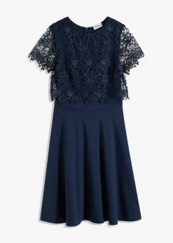 bonprix Festliche Mode|Kleider|Midikleid mit Spitze dunkelblau