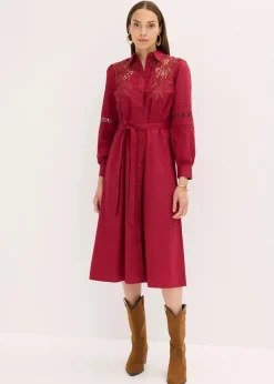 Midikleid mit Spitzeneinsatz aus Baumwolle|bonprix Sale