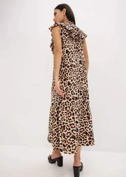 Midikleid mit Volants aus strukturiertem Crêpe|bonprix Online