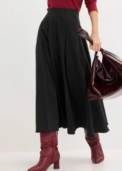 bonprix Röcke|Kurzgrößen|Midirock dunkelanthrazit meliert