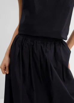bonprix Röcke|Zweiteiler & Sets|Midirock aus reiner Baumwolle schwarz