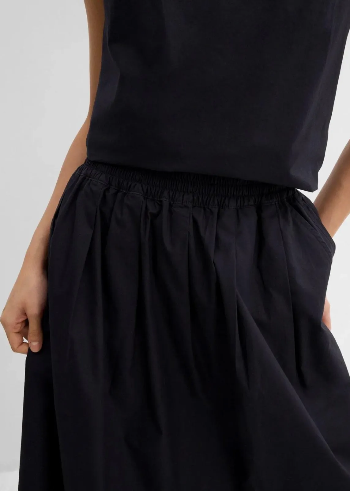 bonprix Röcke|Zweiteiler & Sets|Midirock aus reiner Baumwolle schwarz