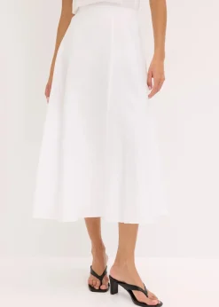 bonprix Röcke|Bekleidung·Sportbekleidung|Midirock aus fließendem Viskose-Mix weiß