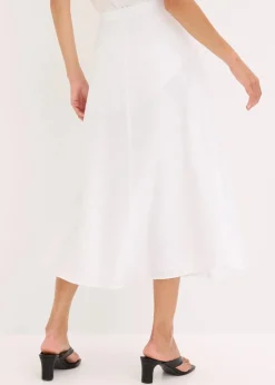 bonprix Röcke|Bekleidung·Sportbekleidung|Midirock aus fließendem Viskose-Mix weiß