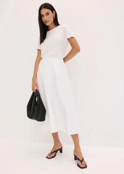 bonprix Röcke|Bekleidung·Sportbekleidung|Midirock aus fließendem Viskose-Mix weiß