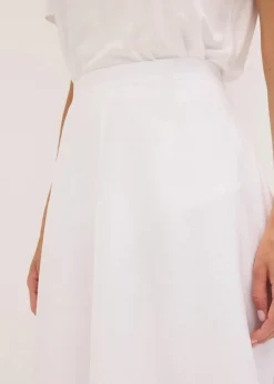 bonprix Röcke|Bekleidung·Sportbekleidung|Midirock aus fließendem Viskose-Mix weiß