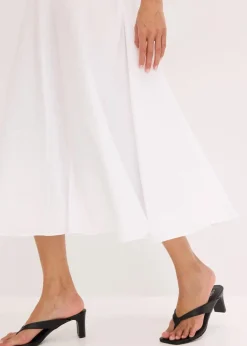 bonprix Röcke|Bekleidung·Sportbekleidung|Midirock aus fließendem Viskose-Mix weiß
