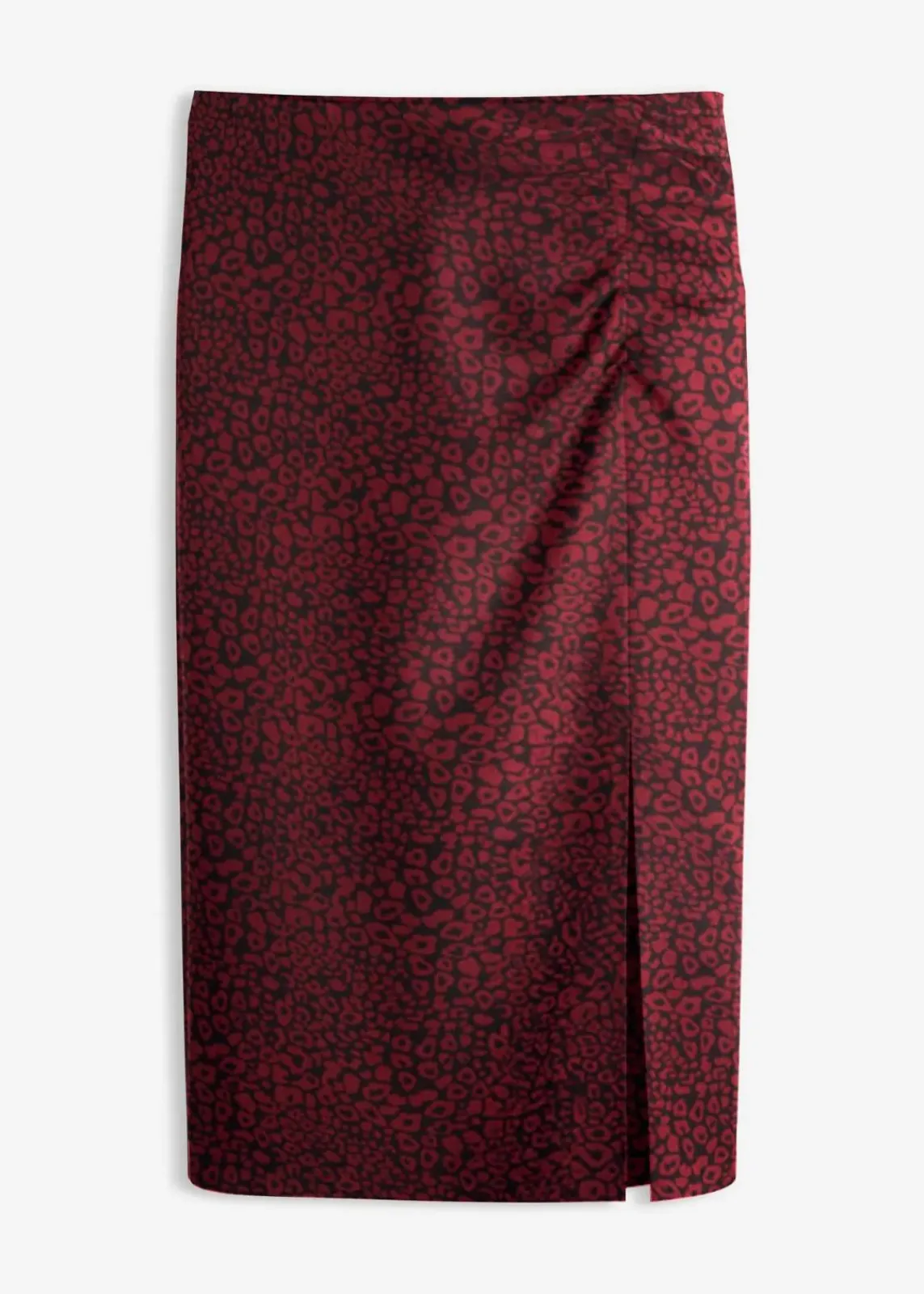 bonprix Röcke|Midirock aus fließender Viskose granatapfel/schwarz bedruckt