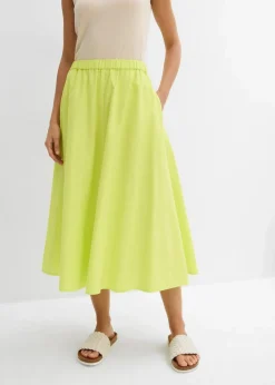 bonprix Nachhaltigere Materialien|Röcke|Midirock aus Leinen-Mix zitrusgelb