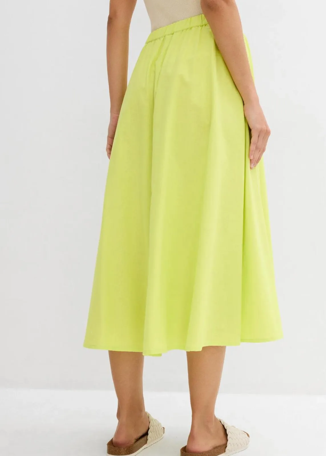 bonprix Nachhaltigere Materialien|Röcke|Midirock aus Leinen-Mix zitrusgelb