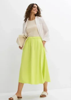bonprix Nachhaltigere Materialien|Röcke|Midirock aus Leinen-Mix zitrusgelb