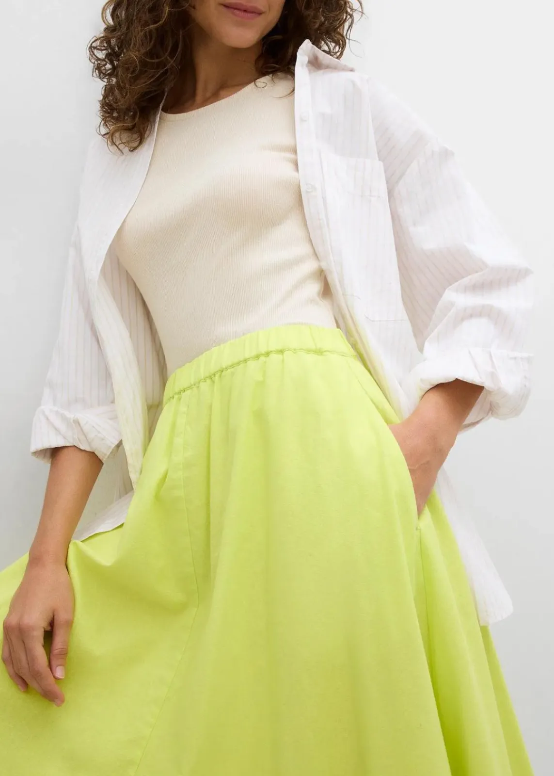 bonprix Nachhaltigere Materialien|Röcke|Midirock aus Leinen-Mix zitrusgelb