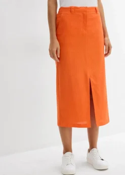 Midirock aus luftigem Leinen-Mix|bonprix Discount