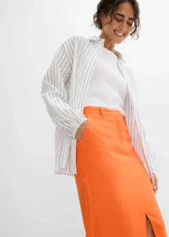 Midirock aus luftigem Leinen-Mix|bonprix Discount