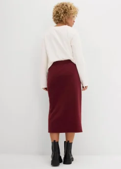 bonprix Röcke|Zweiteiler & Sets|Midirock aus Polarfleece dunkelbeere