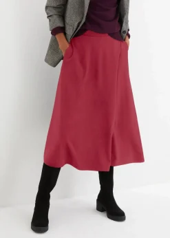 bonprix Röcke|Bekleidung·Sportbekleidung|Midirock aus Viskose-Mix rot