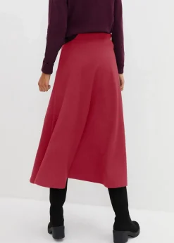 bonprix Röcke|Bekleidung·Sportbekleidung|Midirock aus Viskose-Mix rot