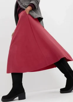 bonprix Röcke|Bekleidung·Sportbekleidung|Midirock aus Viskose-Mix rot
