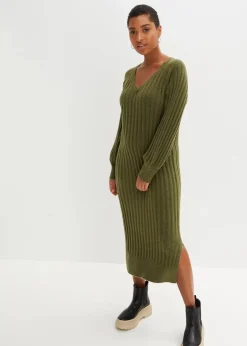 bonprix Bekleidung·Umstandsmode|Bekleidung·Pullover & Strickjacken|Midi-Strickkleid dunkelkhaki