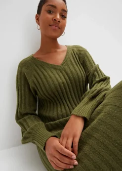 bonprix Bekleidung·Umstandsmode|Bekleidung·Pullover & Strickjacken|Midi-Strickkleid dunkelkhaki