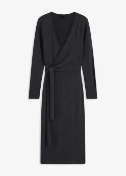 bonprix Kleider|Strickmode|Midi-Strickkleid anthrazit meliert